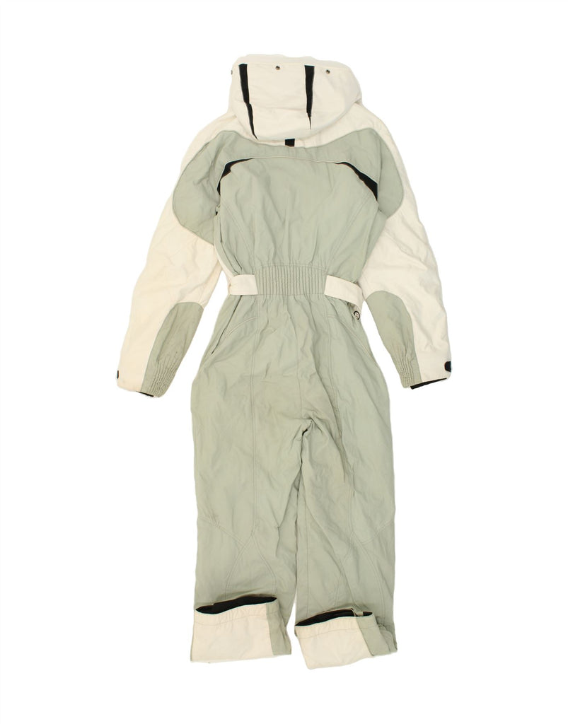 COLMAR Womens Hooded Ski Jumpsuit EU 42 Medium Off White Colourblock | Vintage Colmar | Thrift | Second-Hand Colmar | Used Clothing | Messina Hembry 