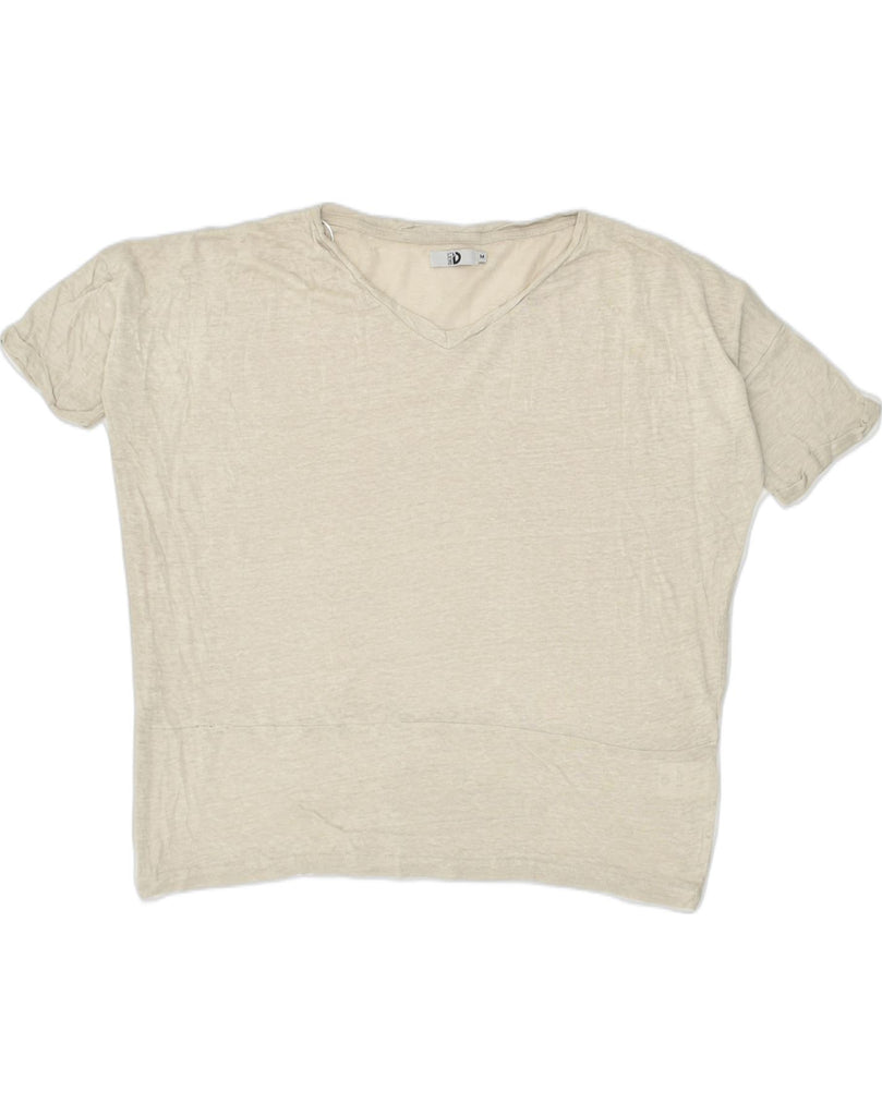 DACK'S Womens Oversized T-Shirt Top UK 14 Medium Beige Linen | Vintage Dack's | Thrift | Second-Hand Dack's | Used Clothing | Messina Hembry 