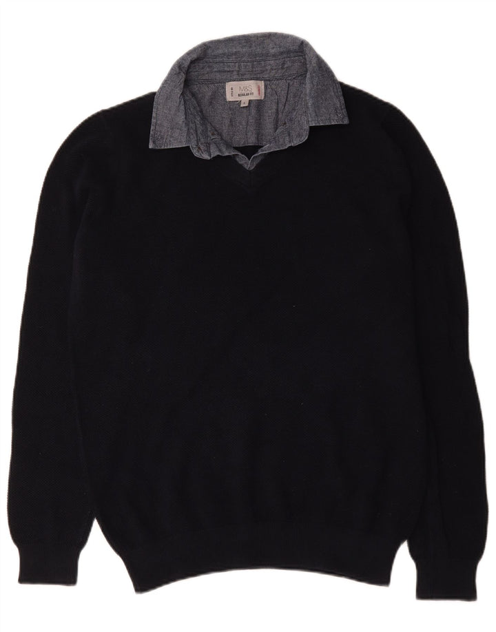 Marks & Spencer Mens Regular Fit Polo Neck Jumper Sweater Small Navy Blue