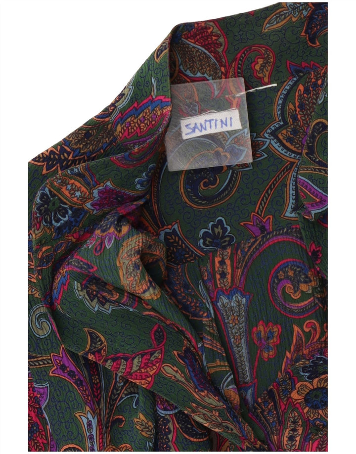 Santini Womens Pullover Shirt Blouse UK 14 Large Green Floral