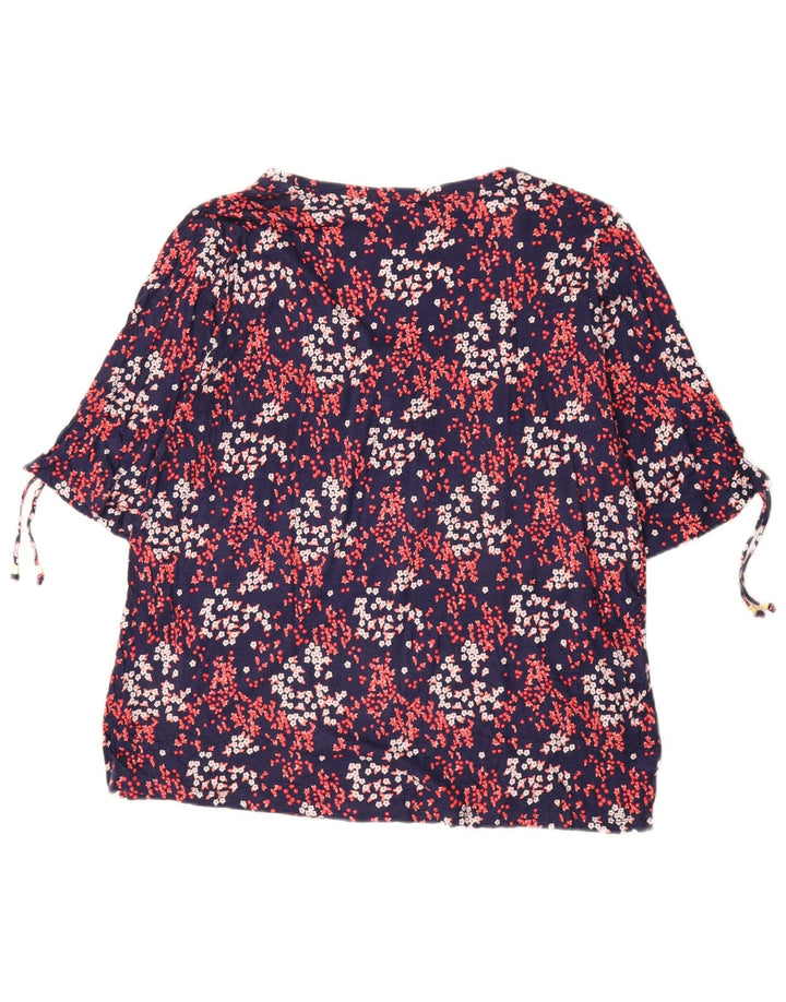 MICHAEL KORS Womens Blouse Top UK 18 XL Navy Blue Floral Synthetic
