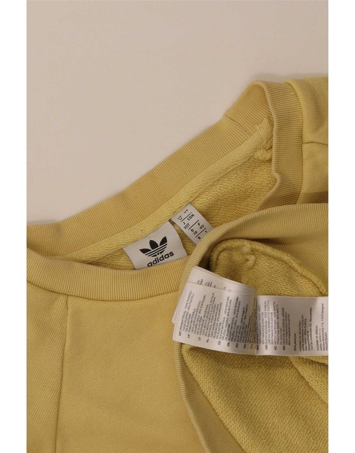 Adidas Mens Graphic Oversized Sweatshirt Jumper UK 12 Medium Yellow Cotton