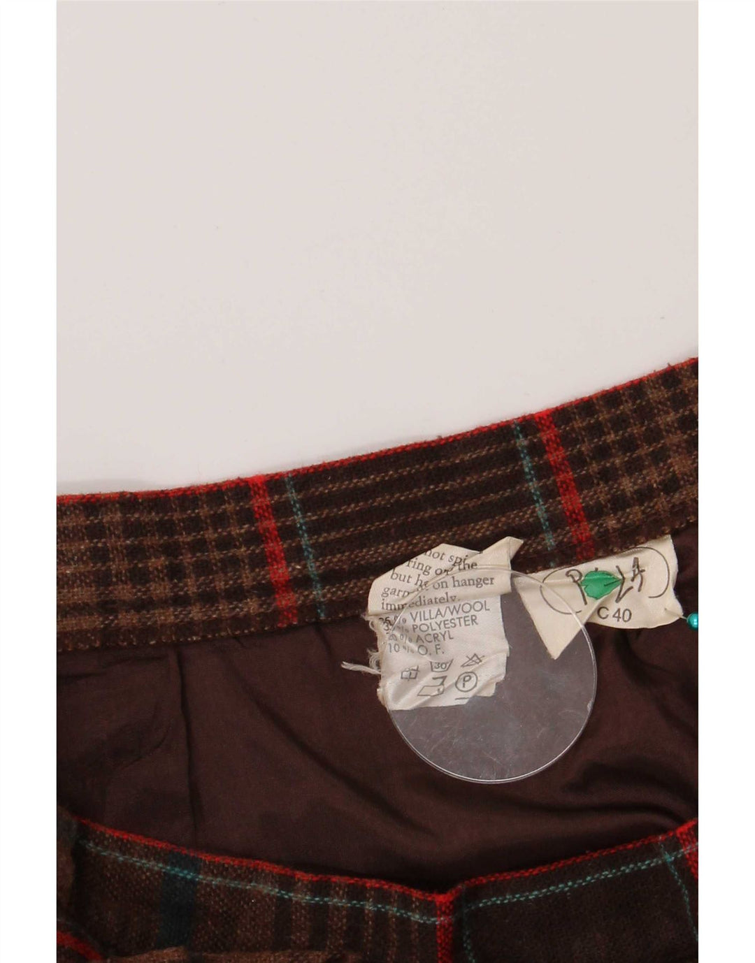 Vintage Womens Mini Pleated Skirt IT 40 Small W26 Brown Plaid Wool
