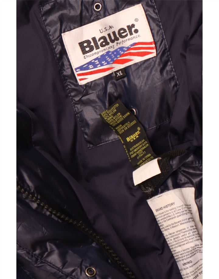 Blauer Womens Hooded Padded Coat UK 18 XL Navy Blue Polyester
