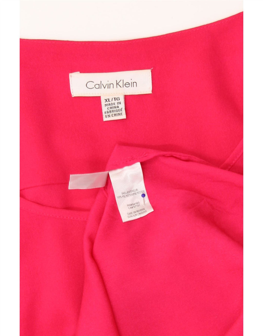 Calvin Klein Womens Long Sleeve Blouse Top UK 18 XL Pink Polyester