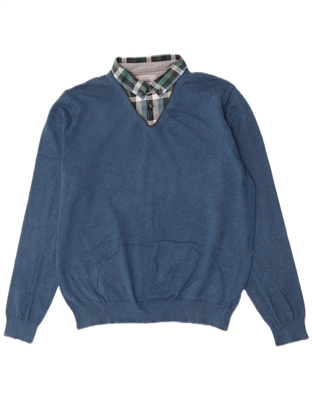Marks & Spencer Mens Regular Fit Polo Neck Jumper Sweater Large Blue