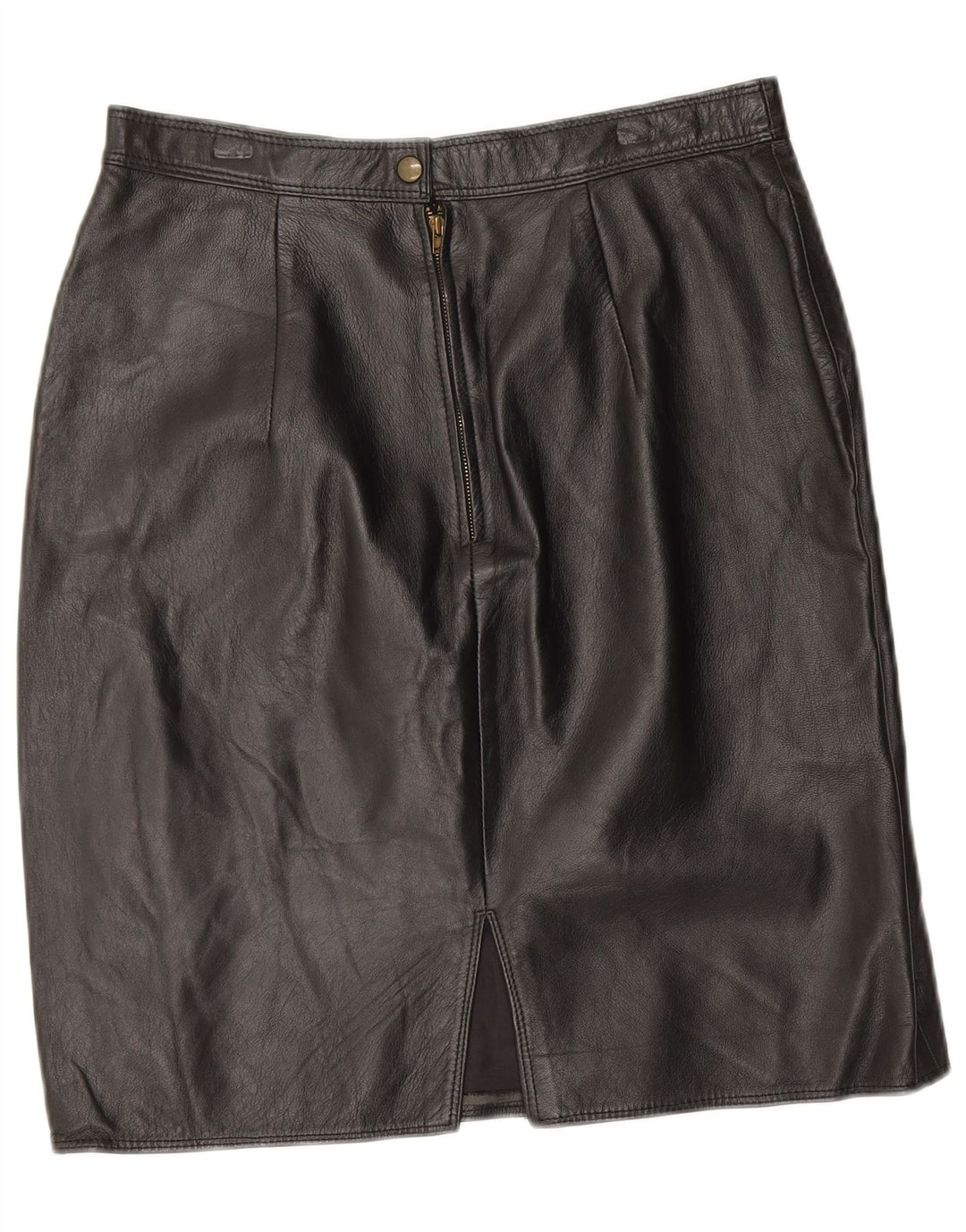 VINTAGE Womens Leather Skirt W30 Medium Black Leather