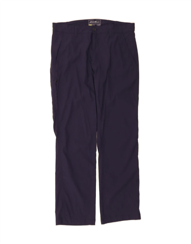EDDIE BAUER Mens Straight Chino Trousers W34 L32 Navy Blue Nylon Vintage Eddie Bauer and Second-Hand Eddie Bauer from Messina Hembry 