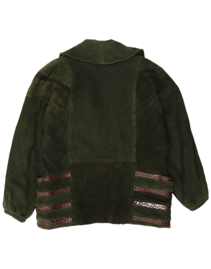 Pancaldi & B Womens Double Breasted Suede Jacket IT 42 Medium Khaki