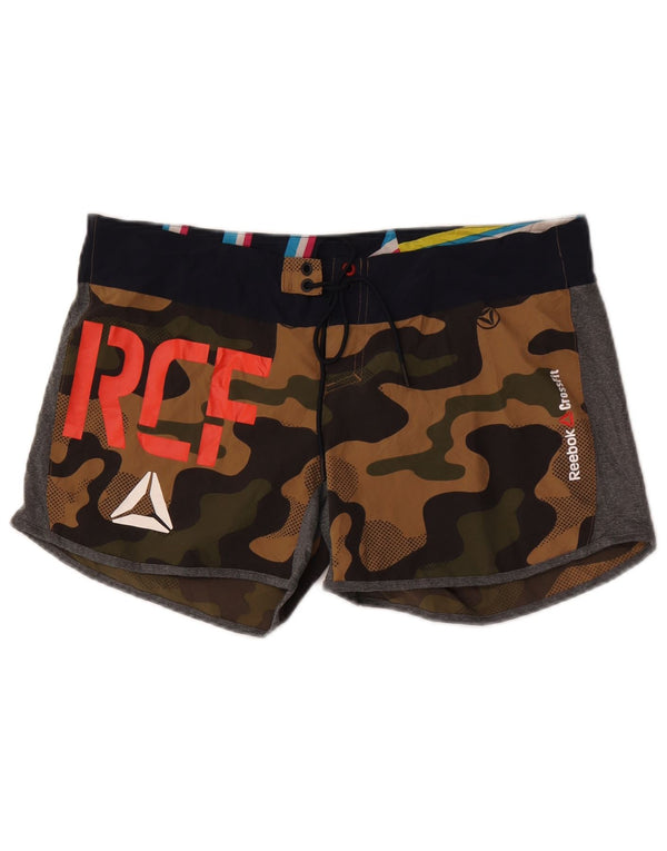 Reebok Womens Graphic Swimming Shorts UK 12/14 Medium Brown Camouflage