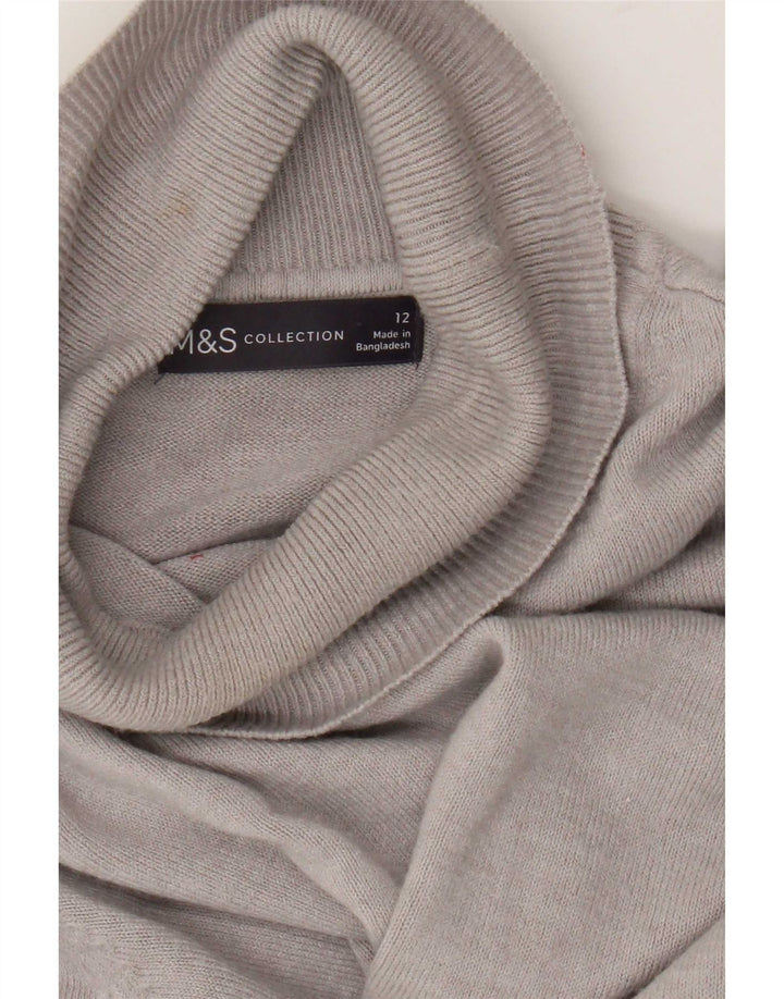 Marks & Spencer Womens Roll Neck Jumper Sweater UK 12 Medium Grey