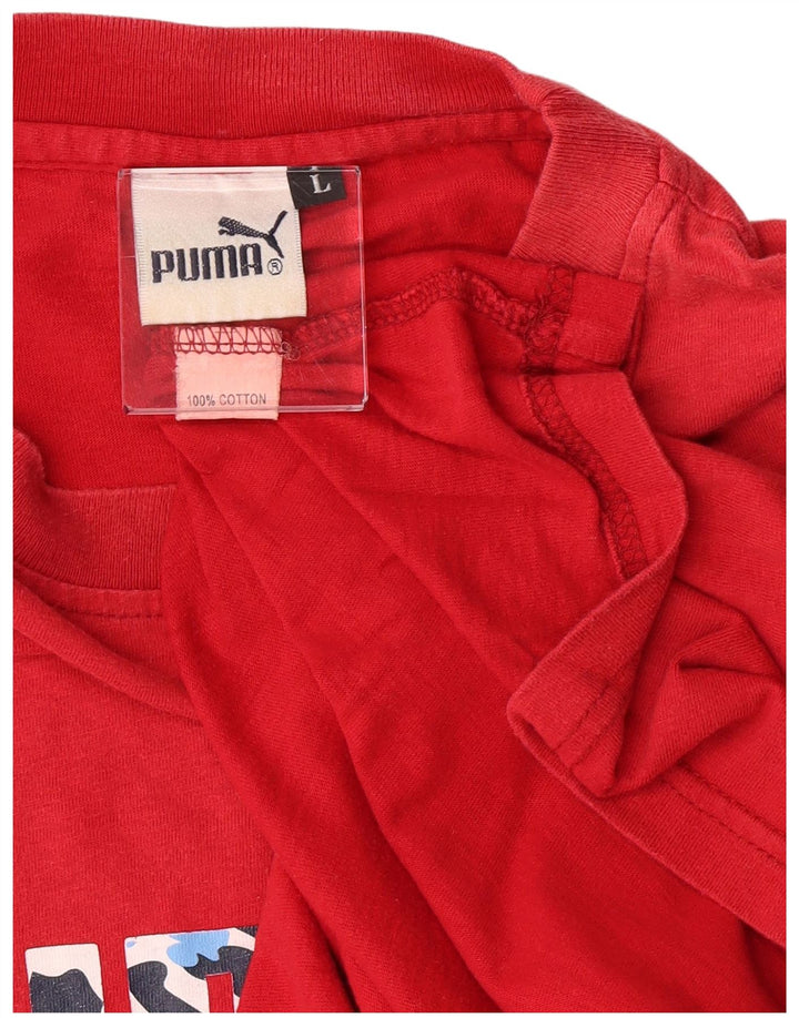 Puma Mens Graphic T-Shirt Top Large Red Cotton