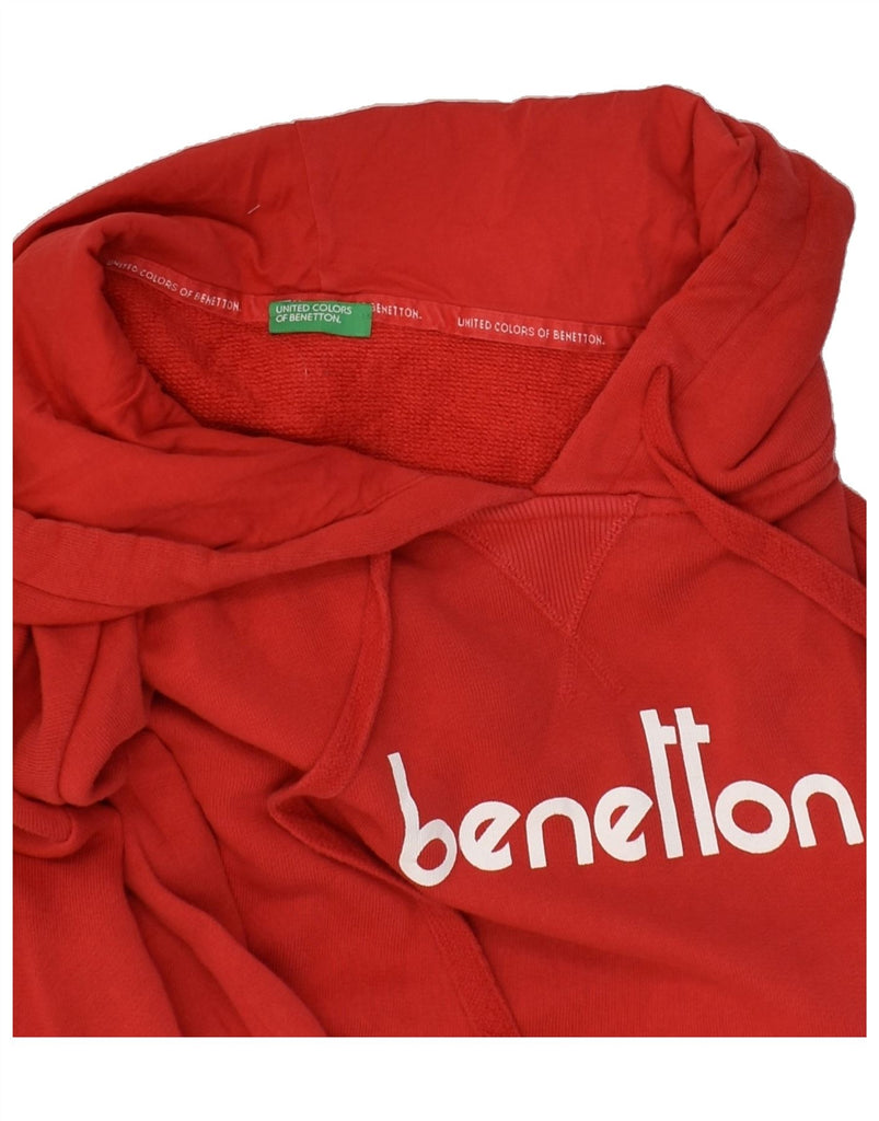 BENETTON Womens Graphic Hoodie Jumper UK 16 Large Red Cotton | Vintage Benetton | Thrift | Second-Hand Benetton | Used Clothing | Messina Hembry 