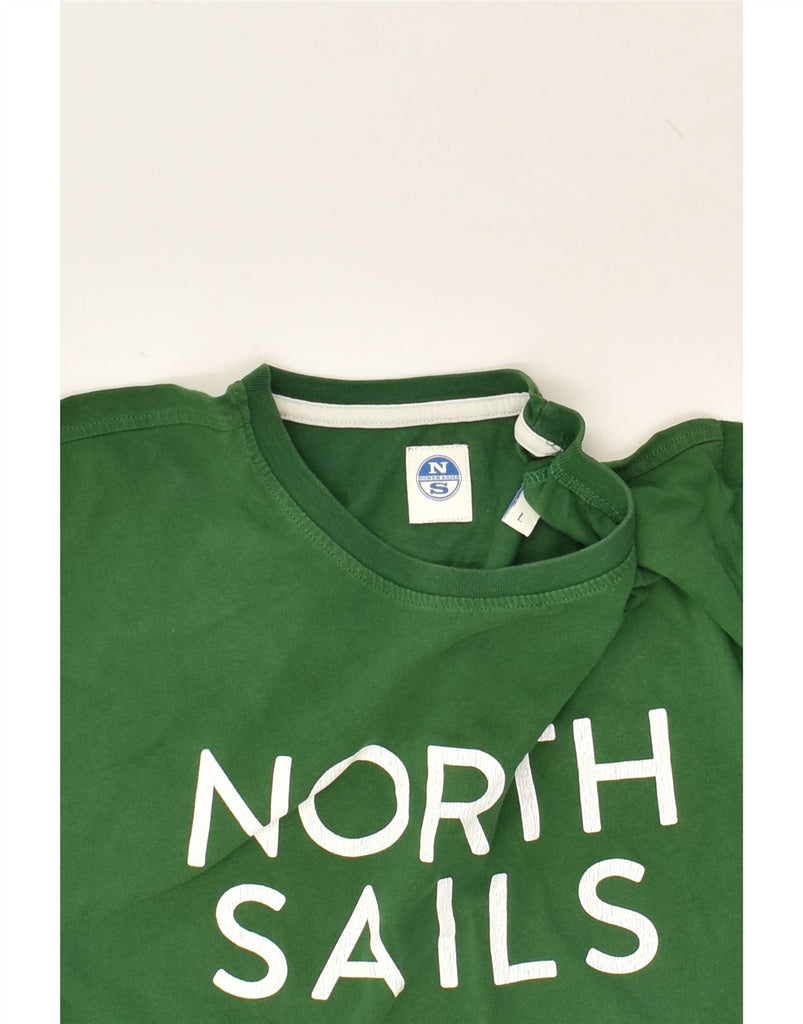 NORTH SAILS Womens Graphic T-Shirt Top UK 16 Large Green Cotton | Vintage North Sails | Thrift | Second-Hand North Sails | Used Clothing | Messina Hembry 