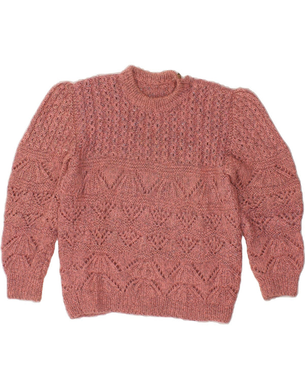 VINTAGE Womens Crew Neck Jumper Sweater UK 12 Medium Pink