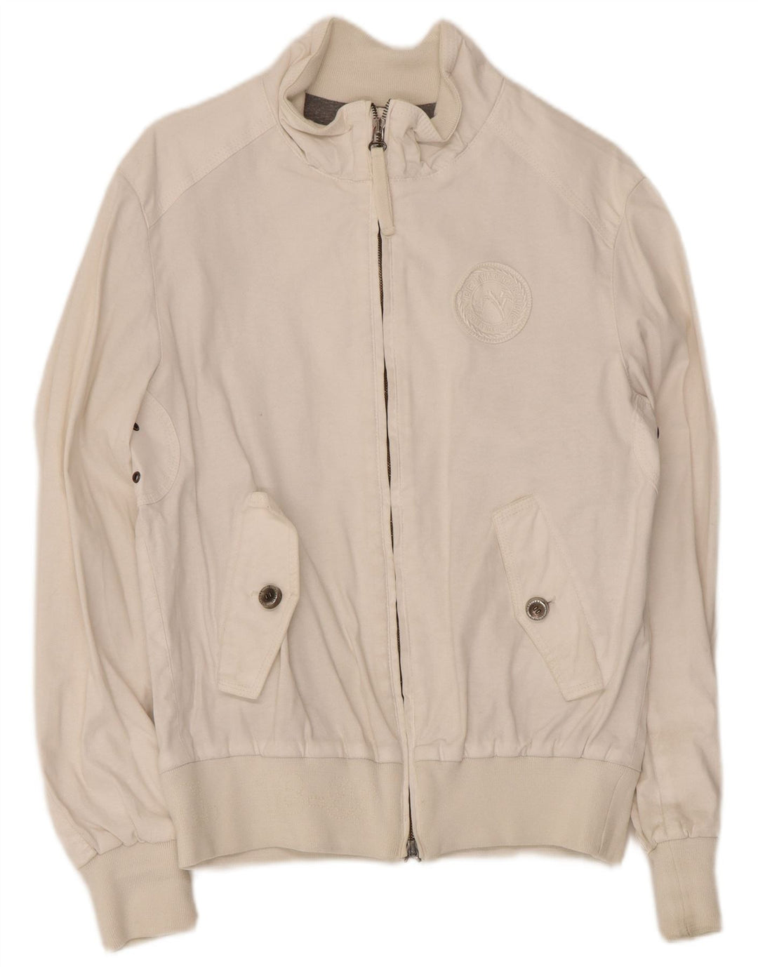 Vintage Mens Bomber Jacket IT 46 Small White Viscose