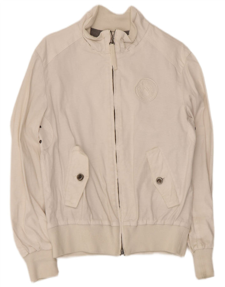 Vintage Mens Bomber Jacket IT 46 Small White Viscose