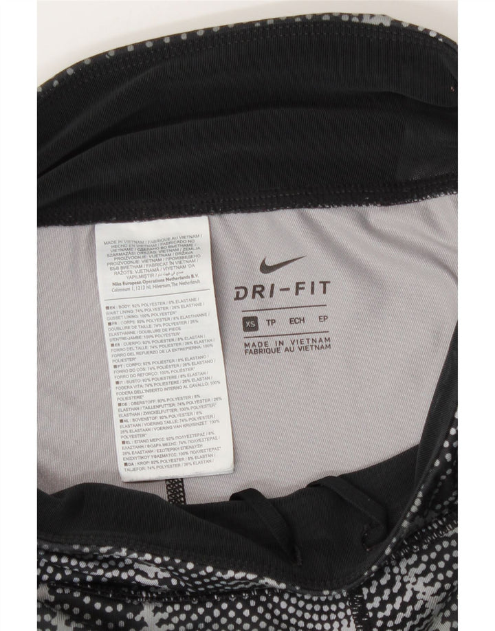 Nike Womens Dri Fit Leggings UK 6 XS  Black Geometric Polyester