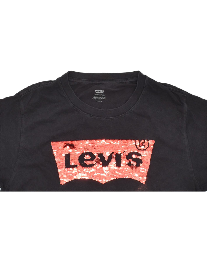 LEVI'S Womens Oversized Graphic T-Shirt Top UK 10 Small Black Cotton | Vintage | Thrift | Second-Hand | Used Clothing | Messina Hembry 