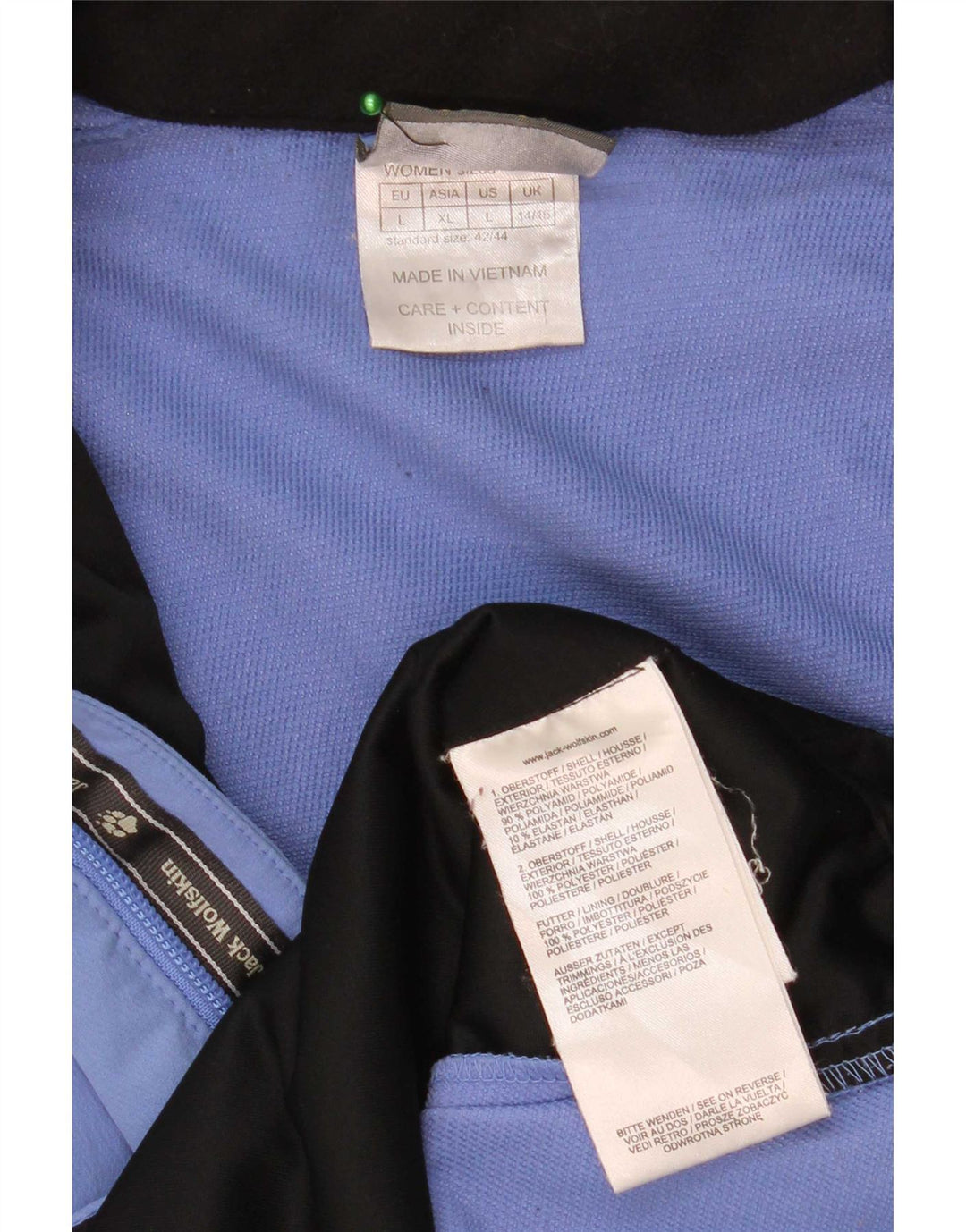 Jack Wolfskin Womens Hooded Rain Jacket UK 14/16 Large Blue Polyamide