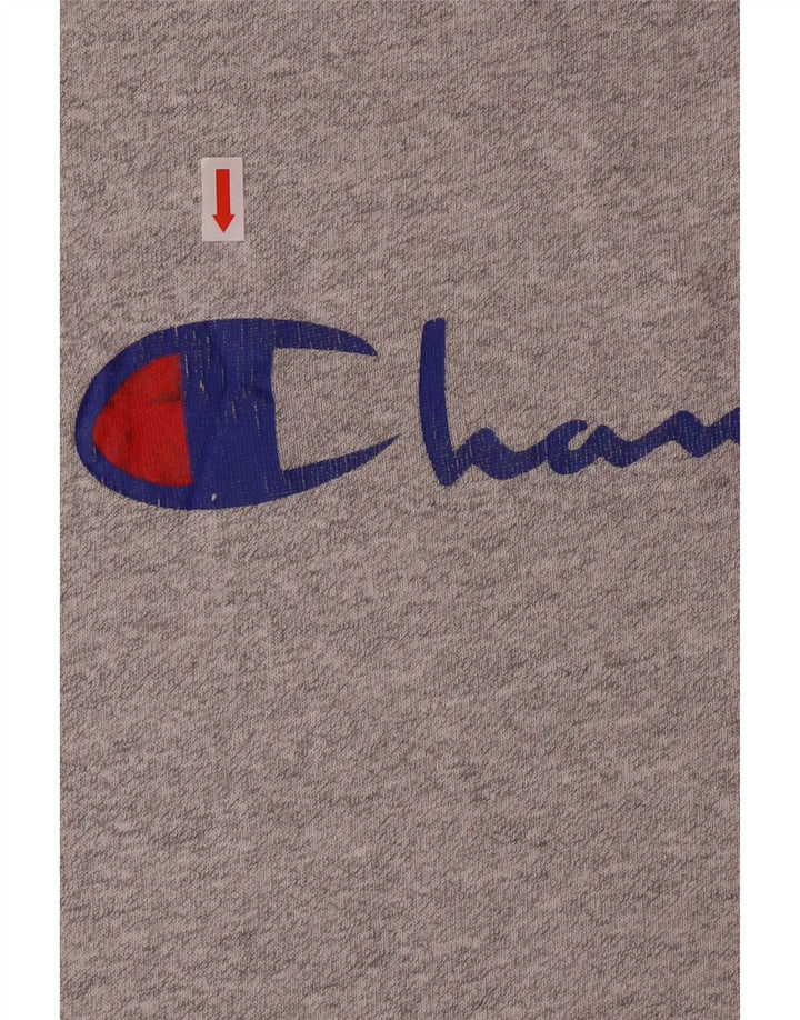 CHAMPION Mens Graphic T-Shirt Top Medium Grey Flecked Cotton