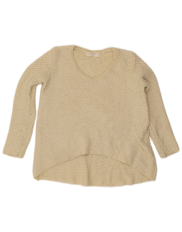 Zara Womens Oversized V-Neck Jumper Sweater UK 10 Small Off White