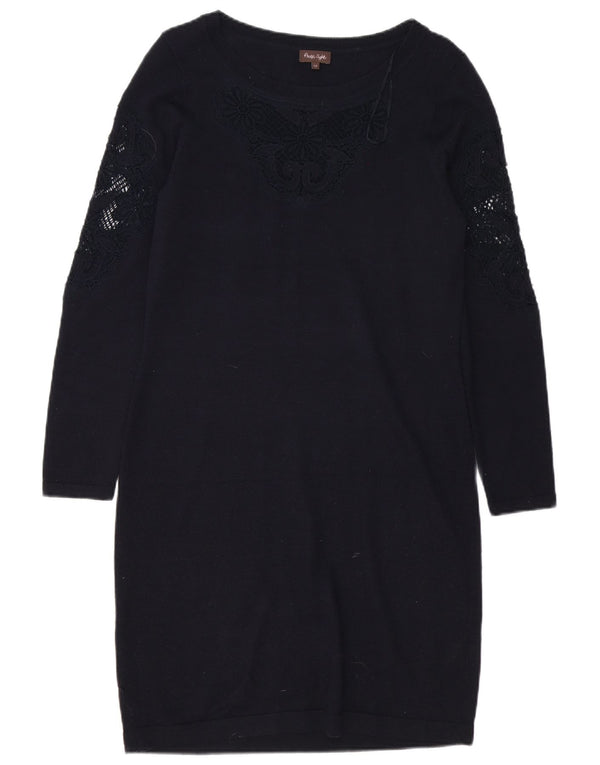 Phase Eight Womens Long Sleeve Jumper Dress UK 12 Medium Navy Blue Floral