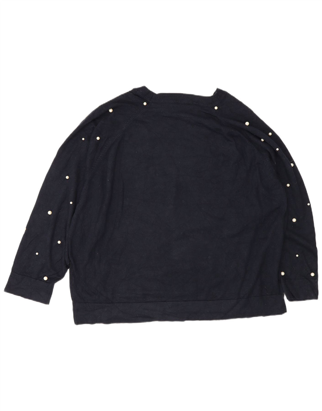 Zara Womens Boat Neck Jumper Sweater UK 14 Medium Navy Blue Spotted