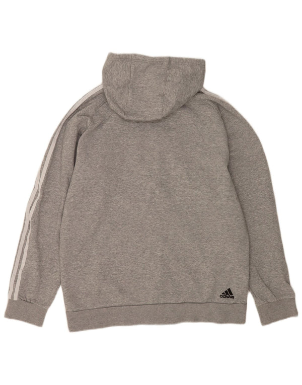 Adidas Mens Graphic Zip Hoodie Sweater Large Grey Colourblock Cotton