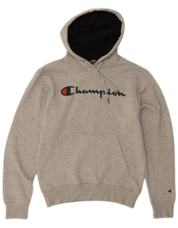 CHAMPION Mens Graphic Hoodie Jumper Small Grey