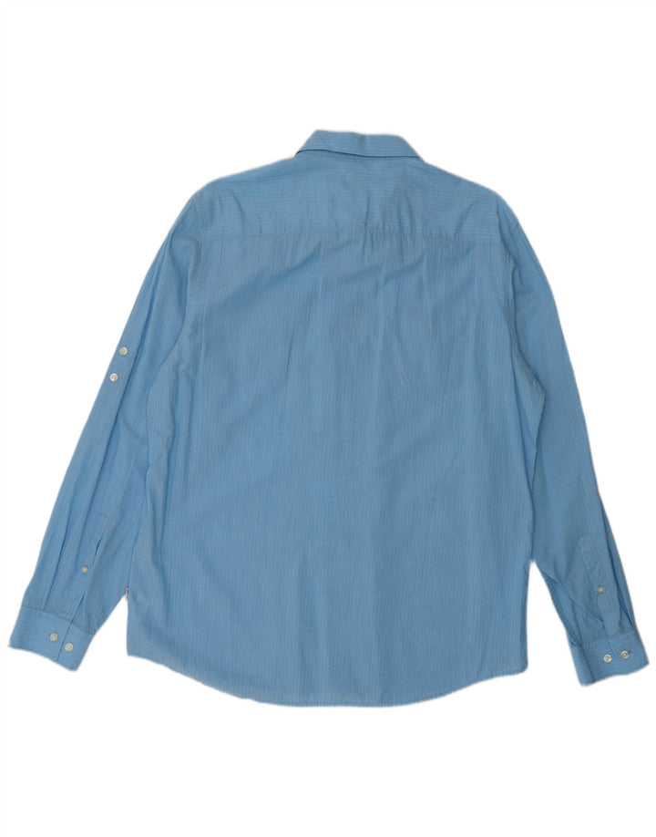 Calvin Klein Mens Shirt Large Blue Pinstripe Cotton