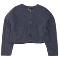 Zara Womens Crop Oversized Quilted Jacket UK 14 Medium Navy Blue Polyester