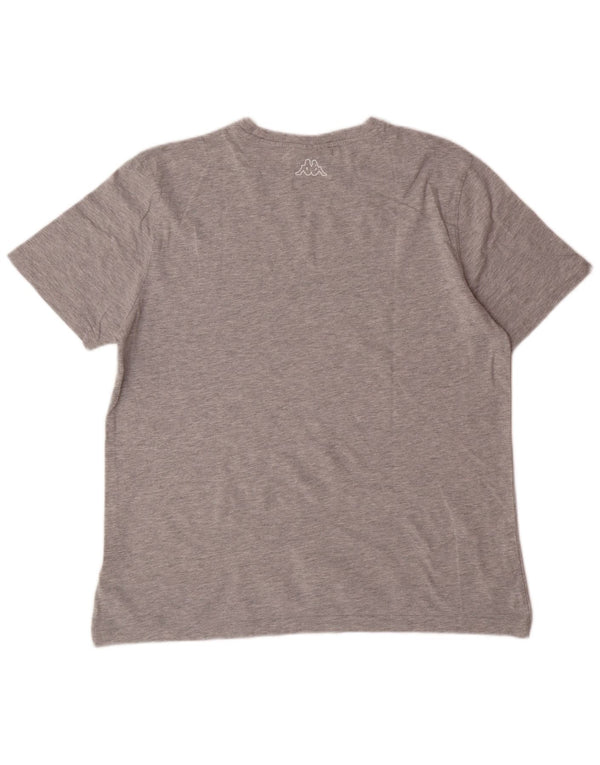 KAPPA Mens Graphic T-Shirt Top Large Grey Flecked Cotton