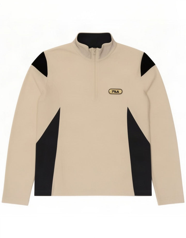 Fila Mens Zip Neck Fleece Jumper Large White Colourblock Polyester
