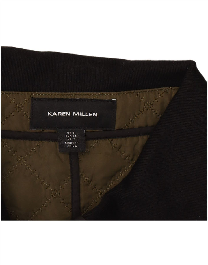 Karen Millen Womens Quilted Jacket UK 8 Small Green Polyester