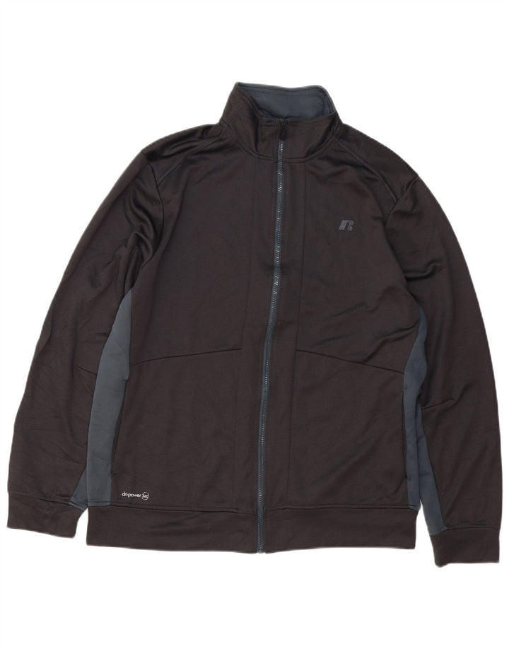 RUSSELL ATHLETIC Mens Tracksuit Top Jacket UK 38/40 Medium Black