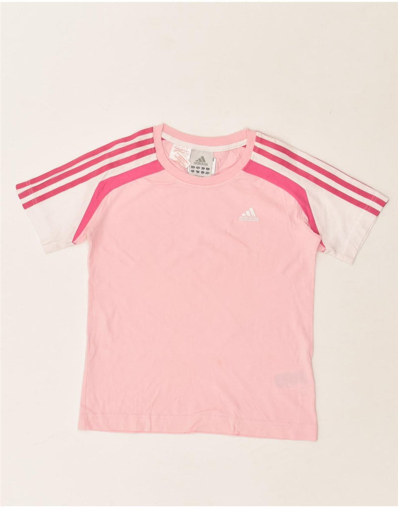 ADIDAS Girls T-Shirt Top 11-12 Years Large Pink Colourblock Cotton | Vintage Adidas | Thrift | Second-Hand Adidas | Used Clothing | Messina Hembry 