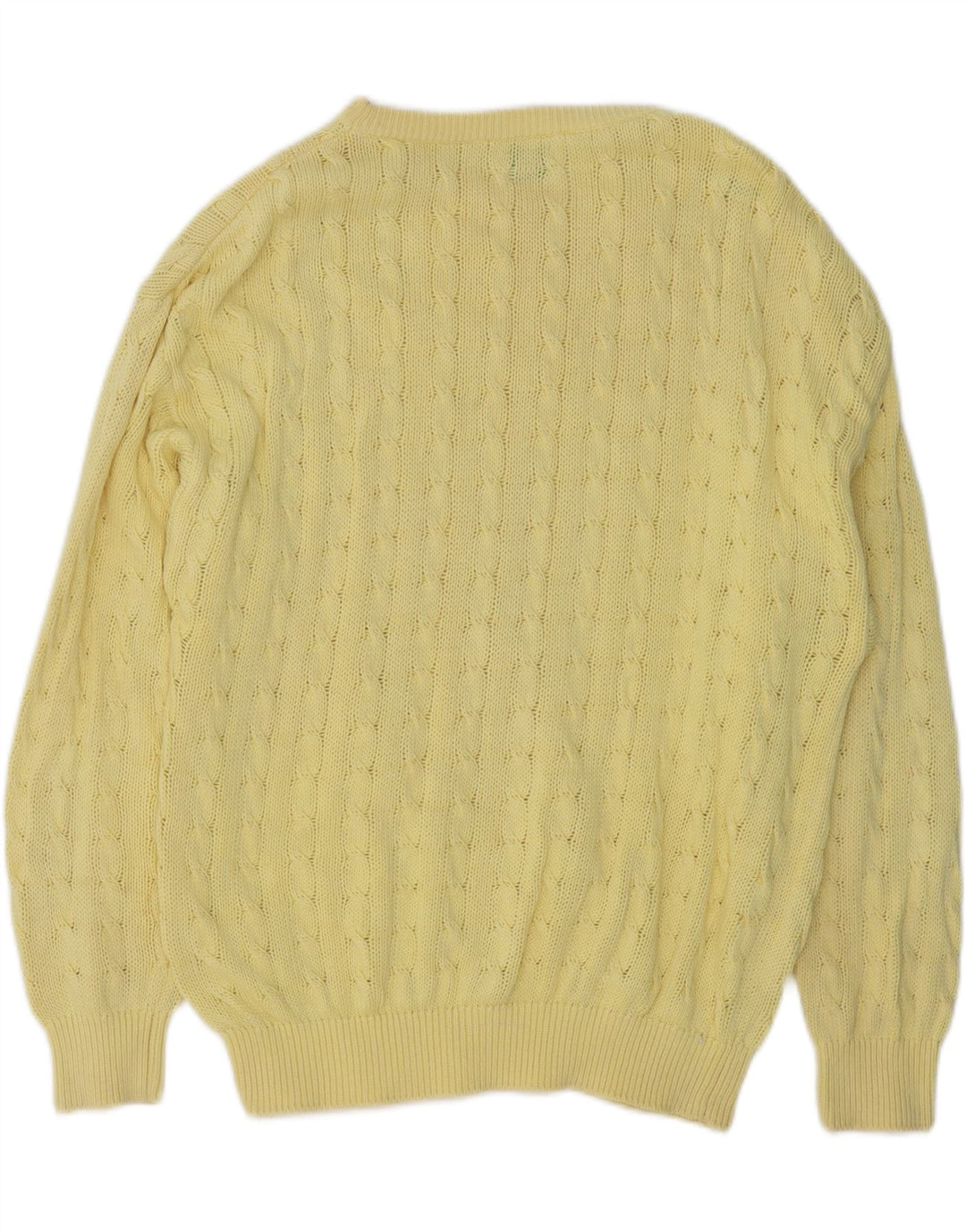 Benetton Mens Boat Neck Jumper Sweater IT 50 Medium Yellow Cotton