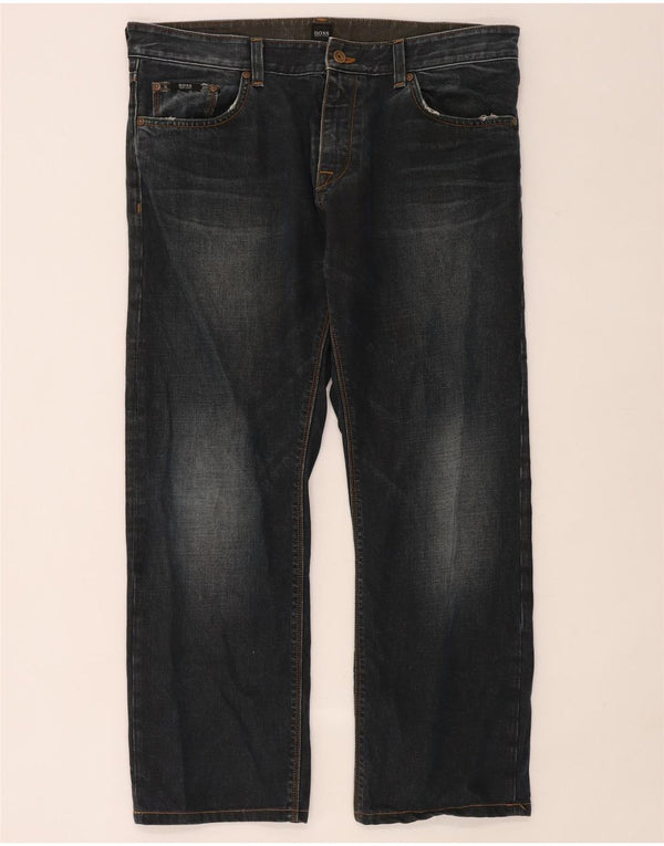 Hugo Boss Mens Straight Jeans W38 L32 Navy Blue Cotton