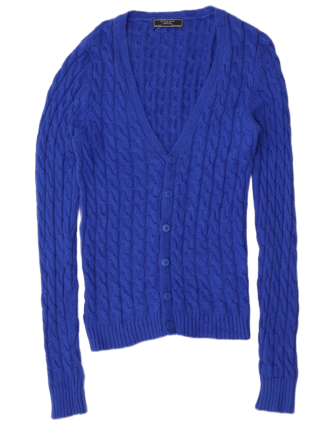 Zara Mens Cardigan Sweater Medium Blue Cotton