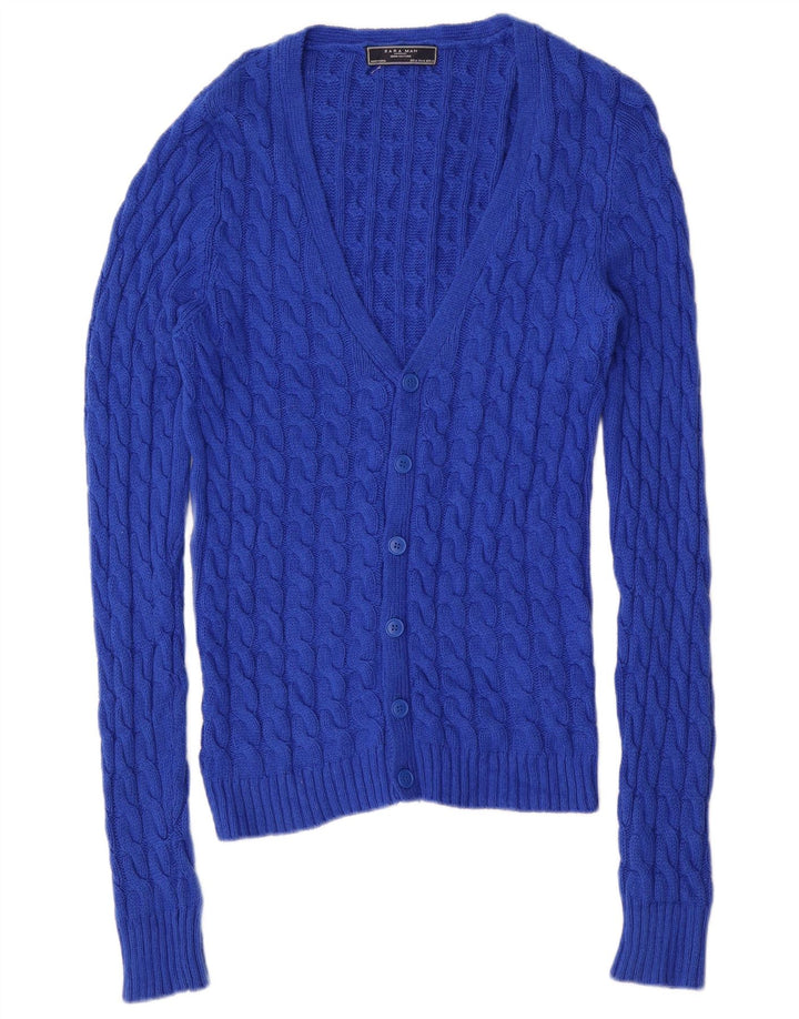Zara Mens Cardigan Sweater Medium Blue Cotton