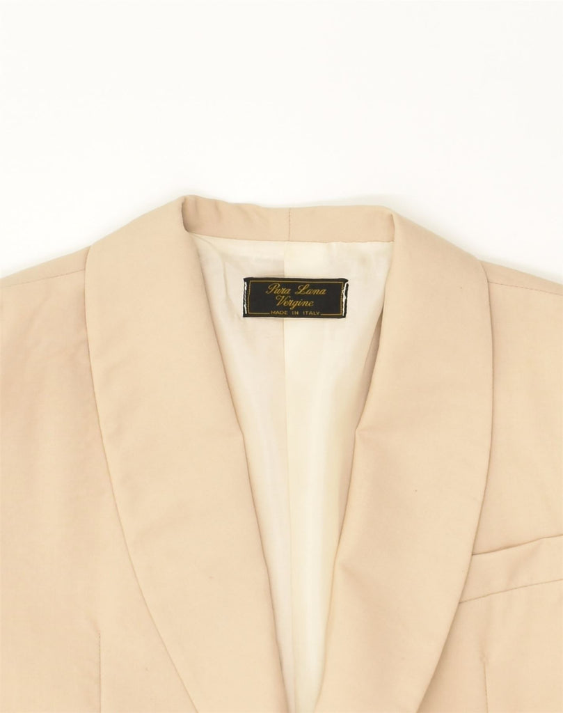 VINTAGE Womens 1 Button Blazer Jacket UK 10 Small Beige Polyester | Vintage Vintage | Thrift | Second-Hand Vintage | Used Clothing | Messina Hembry 