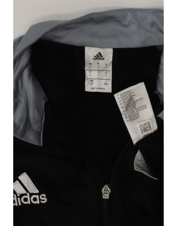 ADIDAS Mens Tracksuit Top Jacket Large Black Colourblock Polyester