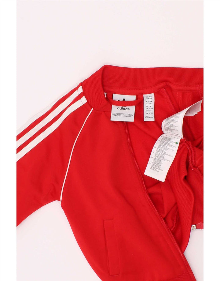 Adidas Baby Boys Tracksuit Top Jacket 6-9 Months Red Polyester