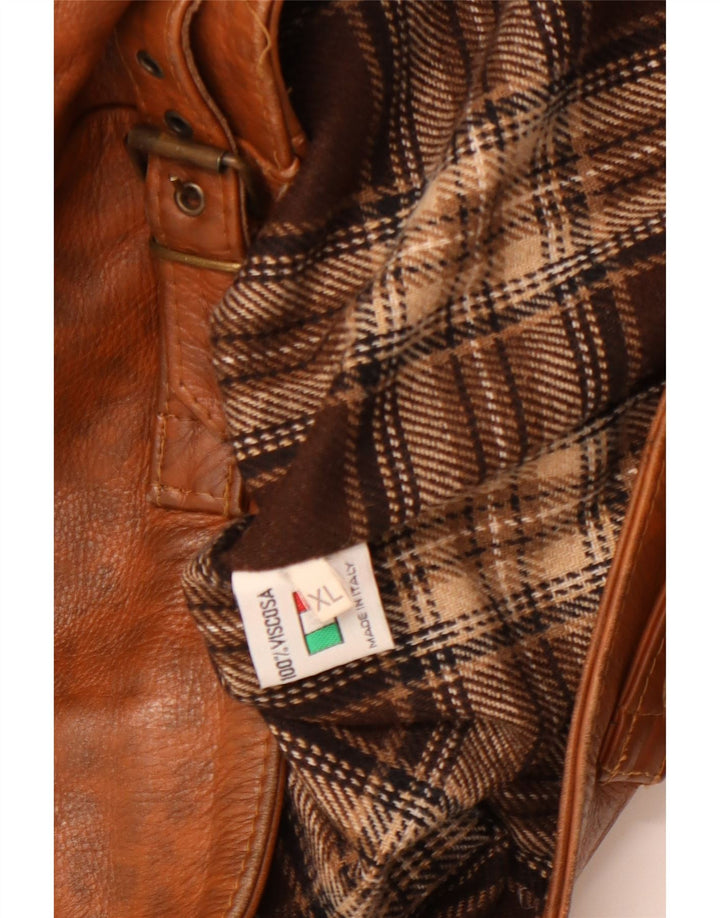 Vintage Womens Leather Jacket UK 18 XL Brown Flecked Leather