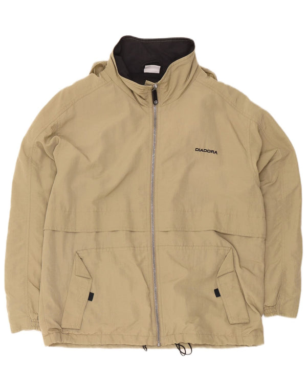 Diadora Mens Loose Fit Hooded Rain Jacket UK 36 Small Khaki Sports
