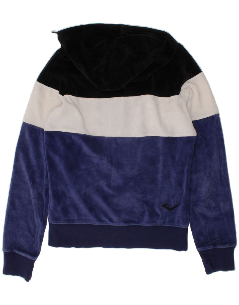 EVERLAST Womens Loose Fit Zip Hoodie Sweater UK 6 XS Blue Colourblock Vintage Everlast and Second-Hand Everlast from Messina Hembry 