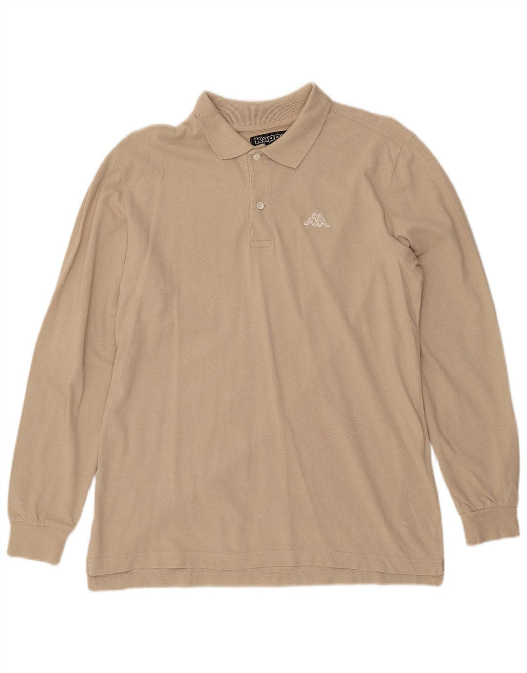 KAPPA Mens Long Sleeve Polo Shirt Medium Beige Cotton