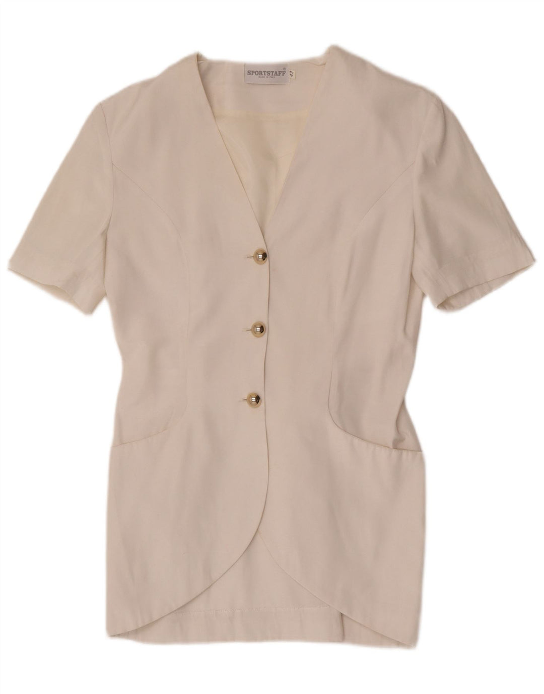 Sportstaff Womens 3 Button Short Sleeve Blazer Jacket IT 42 Medium White