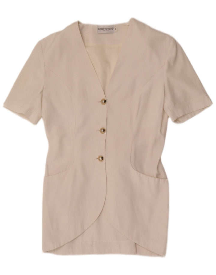 Sportstaff Womens 3 Button Short Sleeve Blazer Jacket IT 42 Medium White